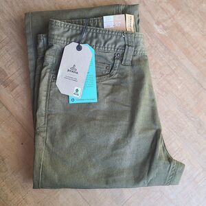 Prana Mens 30x36 Peat Green Bridger Jean Pant 5 Pocket Outdoor Straight Slim NEW